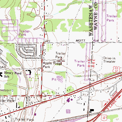 Topographic Map of Elmcrest Mobile Village, MI