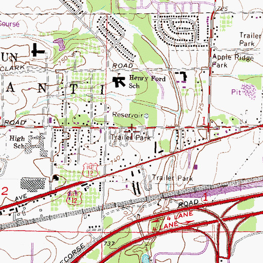 Topographic Map of Village Estates Mobile Home Park, MI