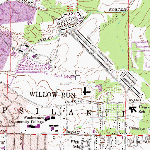 Topographic Map of Green Oaks Golf Course, MI