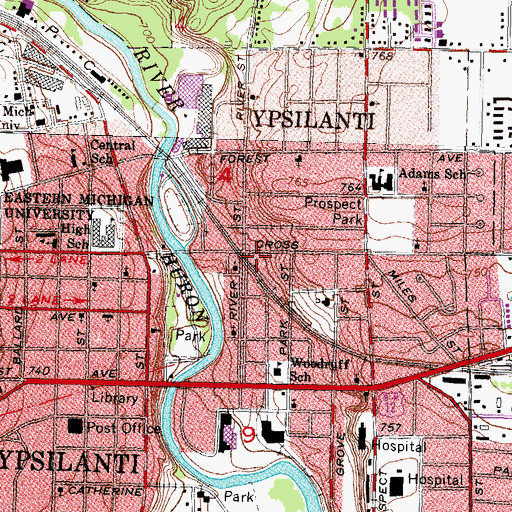 Topographic Map of Ypsilanti Automobile Heritage Collection, MI