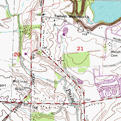 Topographic Map of Ypsilanti District Library, MI