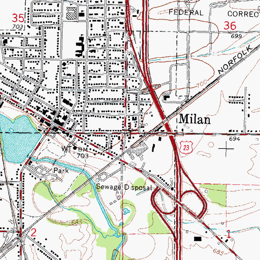 Topographic Map of Saint Paul's Lutheran Church, MI