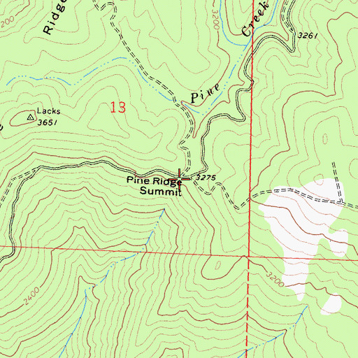 Topographic Map of Pine Ridge Summit, CA