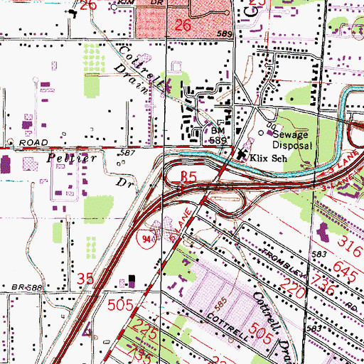 Topographic Map of Interchange 234A, MI