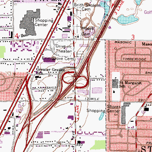 Topographic Map of Interchange 232, MI