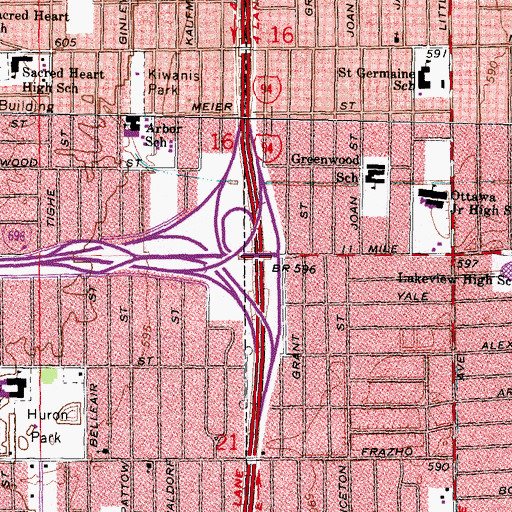 Topographic Map of Interchange 229, MI