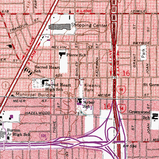Topographic Map of Kiwanis Park Cemetery, MI