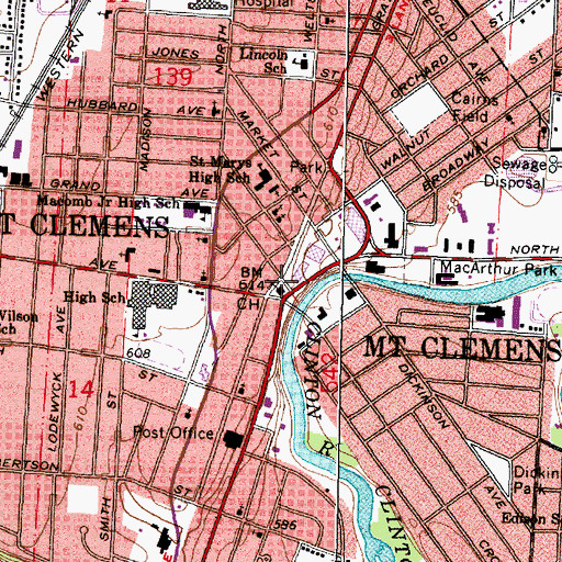 Topographic Map of Alexander Macomb Historical Marker, MI