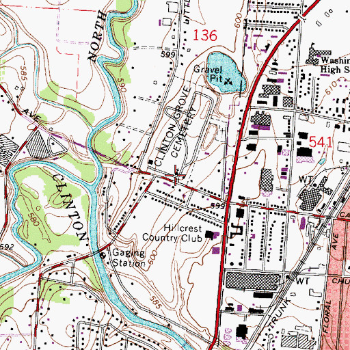 Topographic Map of Clifton Grove Cemetery Historical Marker, MI