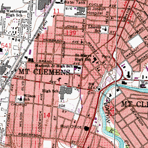 Topographic Map of Crocker House Historical Marker, MI