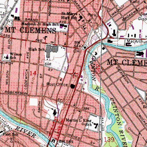 Topographic Map of Grace Episcopal Church Historical Marker, MI