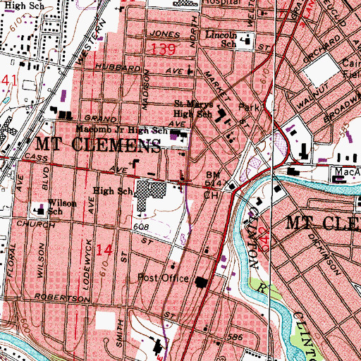 Topographic Map of Methodist Episcopal Church Historical Marker, MI