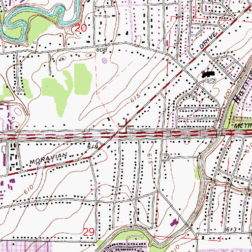 Topographic Map of Moravian Road Historical Marker, MI