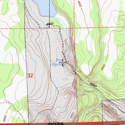 Topographic Map of Pine Spring, CA