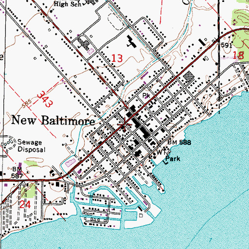 Topographic Map of New Baltimore Historical Marker, MI