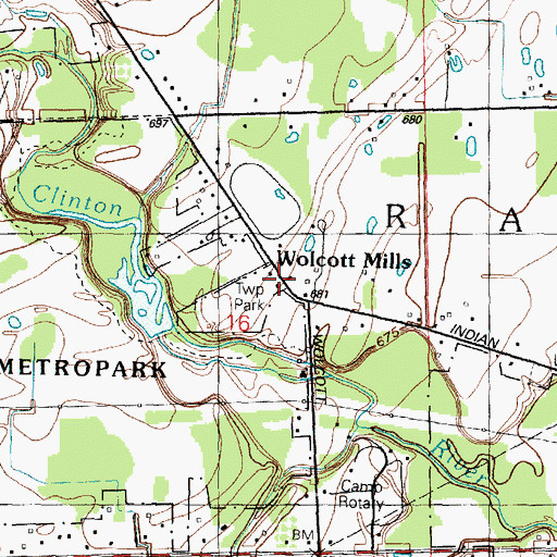Topographic Map of Ray Township District School Number One Historical Marker, MI