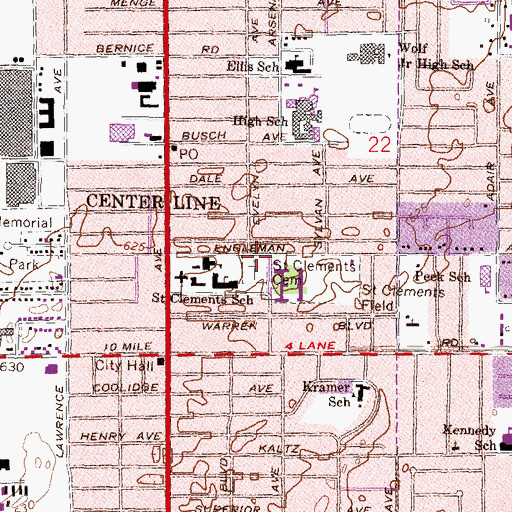 Topographic Map of Saint Clement Cemetery Historical Marker, MI