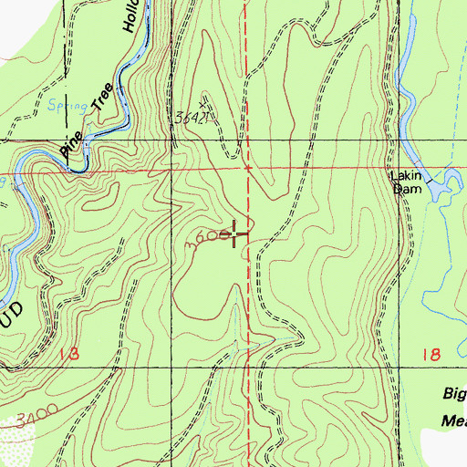 Topographic Map of Pine Tree Hollow, CA