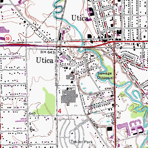 Topographic Map of Saint Lawrence Parish of Utica Historical Marker, MI