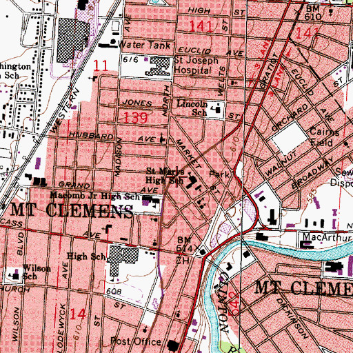Topographic Map of Saint Mary's School Historical Marker, MI