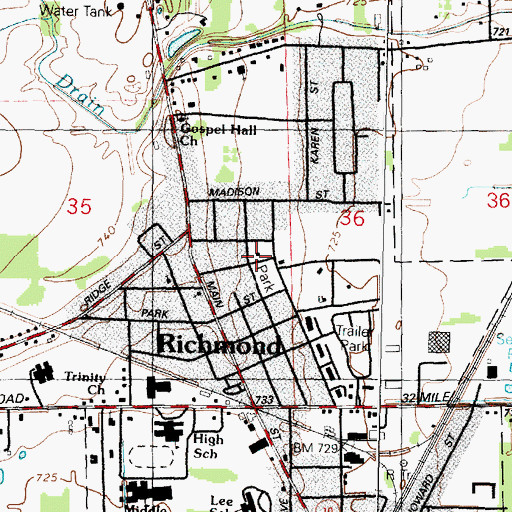 Topographic Map of Sanford Stone Historical Marker, MI