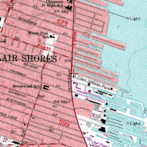 Topographic Map of Shoreline Interurban Railway Historical Marker, MI