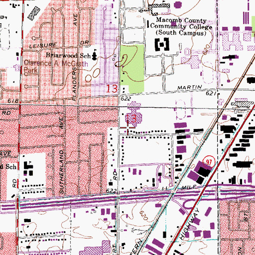 Topographic Map of Warren Township District Number Four School Historical Marker, MI