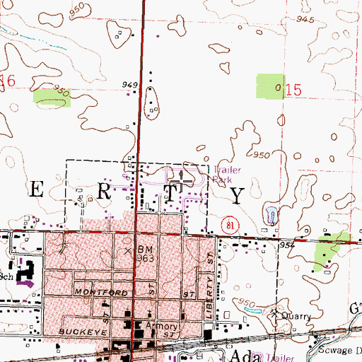 Topographic Map of Northland Mobile Home Court, OH