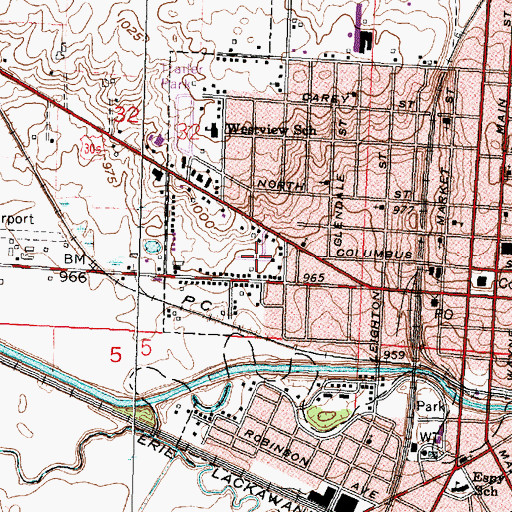 Topographic Map of Rush Mobile Home Park, OH