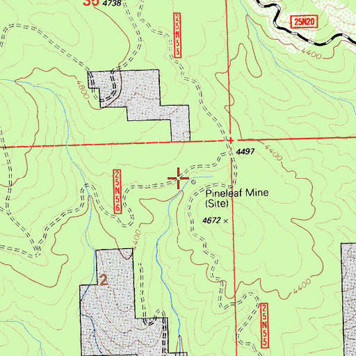 Topographic Map of Pineleaf Mine, CA