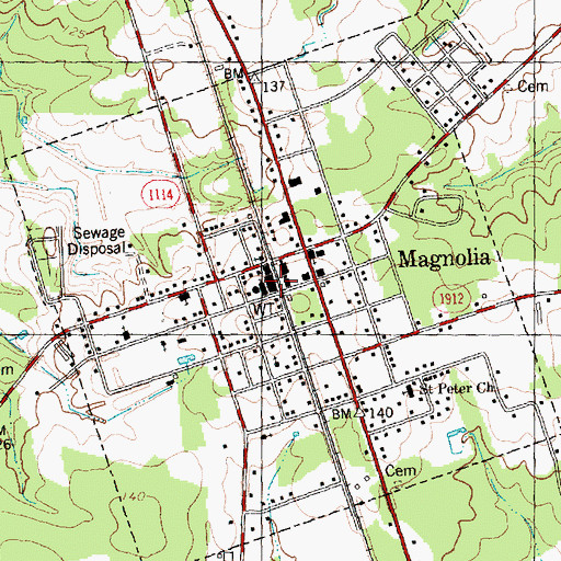 Topographic Map of Carroll Street Pentecostal Free Will Baptist Church, NC