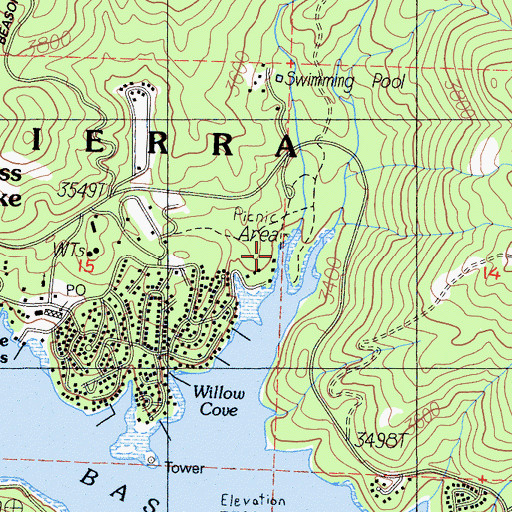 Topographic Map of Pines Creek, CA
