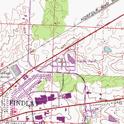 Topographic Map of Eastowne Estates, OH