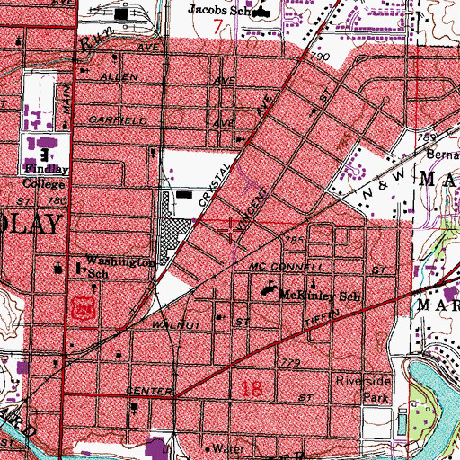 Topographic Map of Oak Avenue Mobile Home Park, OH