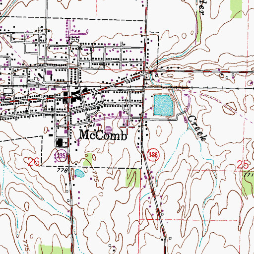 Topographic Map of Hillside Pines Mobile Home Park, OH