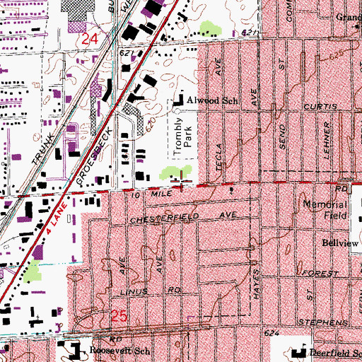 Topographic Map of Kingdom Hall of Jehovah's Witnesses, MI