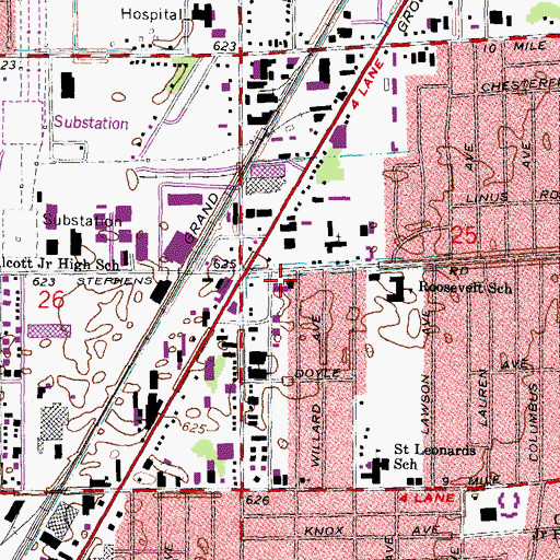 Topographic Map of Marantha Church of God, MI