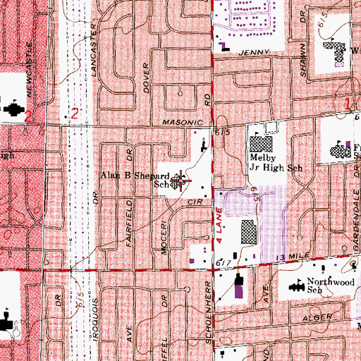Topographic Map of Saint Sharbel Maronite Church, MI