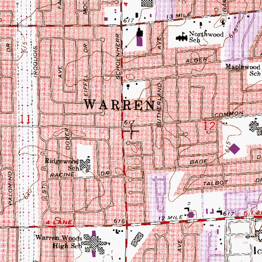 Topographic Map of Grace Bible Church, MI