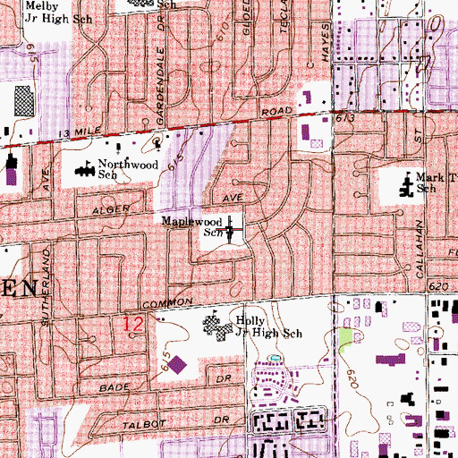 Topographic Map of Warren Hmong Alliance Church, MI