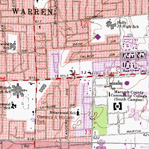 Topographic Map of Saint Edmund Church, MI