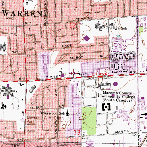 Topographic Map of Evangel Temple Church of God, MI