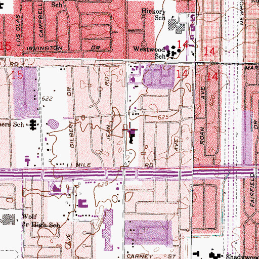 Topographic Map of Woodside Bible Church, MI