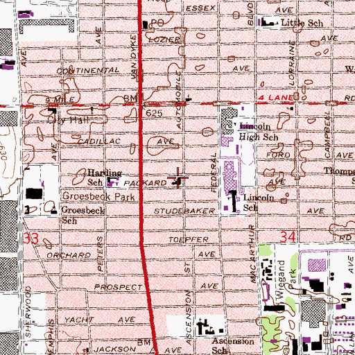 Topographic Map of Mount Calvary Lutheran Church, MI