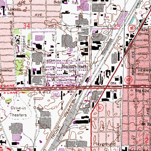 Topographic Map of Detroit Hmong Alliance Church, MI