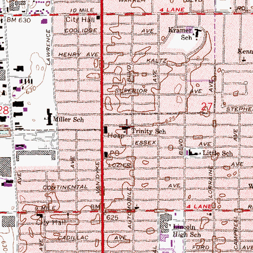 Topographic Map of Trinity Lutheran Church, MI