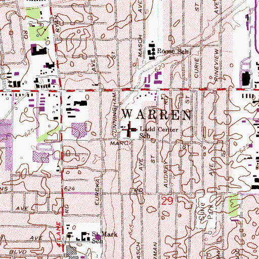 Topographic Map of Van Dyke Freedom Baptist Church, MI
