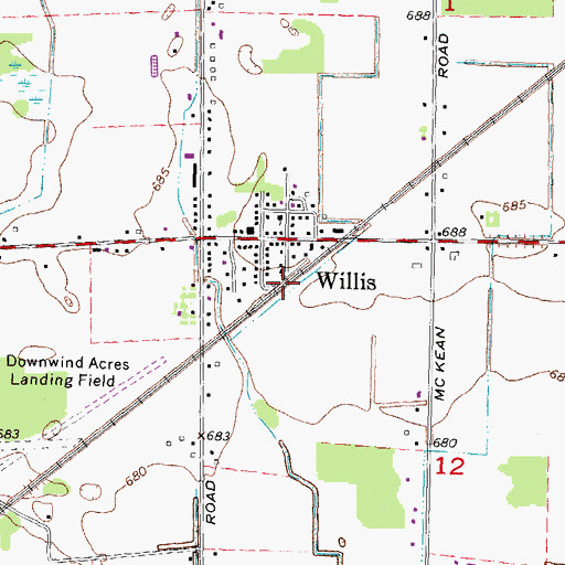 Topographic Map of Willis Station (historical), MI