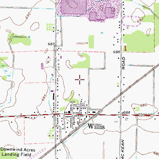 Topographic Map of Willis Baptist Church, MI