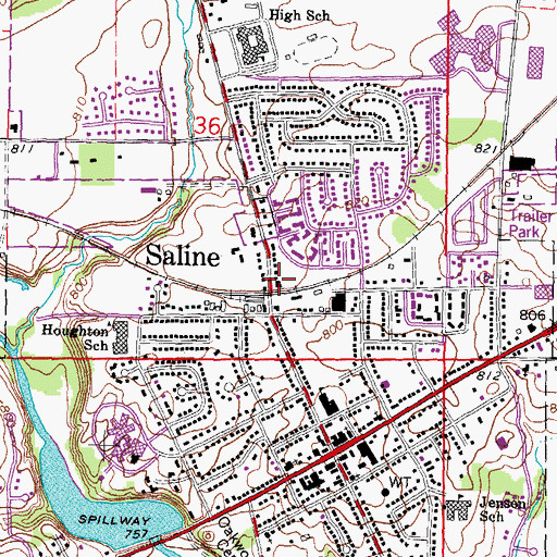 Topographic Map of Saline Station, MI